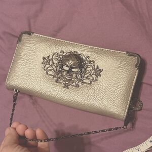 Gray skull wallet clutch